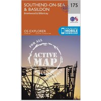Ordnance Survey Explorer Active 175 Southend-on-Sea & Basildon Map With Digital Version, Orange