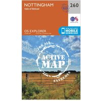 Ordnance Survey Explorer Active 260 Nottingham Map With Digital Version, Orange