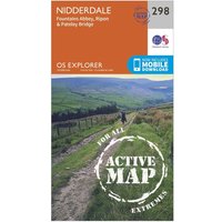 Ordnance Survey Explorer Active 298 Nidderdale Map With Digital Version, Orange