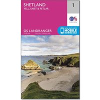 Ordnance Survey Landranger 1 Shetland Yell, Unst And Fetlar Map With Digital Version, Orange