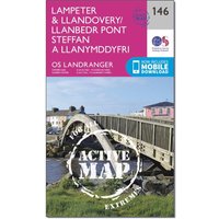 Ordnance Survey Landranger Active 146 Lampeter & Llandovery Map With Digital Version, Orange