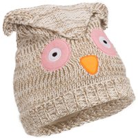 Peter Storm Girl's Knitted Owl Hat - Ecru, Ecru