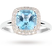 Blue Topaz And White Sapphire Ring In 9 Carat White Gold