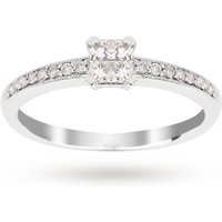 Princess Cut 0.30 Carat Total Weight Diamond Cluster Ring With Diamond Set Shoulders In 9 Carat White Gold