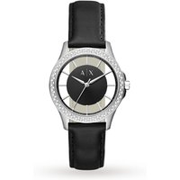 Armani Exchange Ladies Dress Black Leather Strap Watch