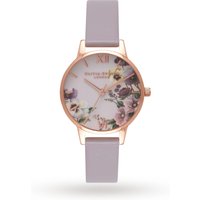 Olivia Burton Embroidery Pansy Grey Lilac & Rose Gold