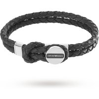 Emporio Armani Mens Signature Black Leather Bracelet EGS2178040