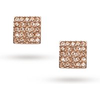 Fossil Ladies Rose Gold Coloured Square Glitz Stud Earrings