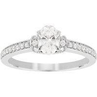 Jenny Packham Oval Cut 0.45 Carat Total Weight Diamond Art Deco Style Ring In 18 Carat White Gold