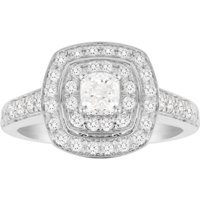 Jenny Packham Cushion Cut 1.20 Carat Total Weight Double Halo Diamond Ring In 18 Carat White Gold
