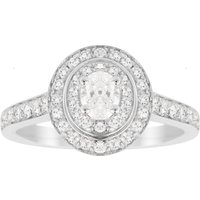 Jenny Packham Oval Cut 0.70 Carat Total Weight Double Halo Diamond Ring In 18 Carat White Gold