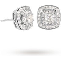 Jenny Packham 18ct White Gold 0.45 Carat Total Weight Cushion Cut Double Halo Diamond Earrings