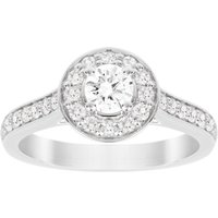 Jenny Packham Brilliant Cut 0.85 Carat Total Weight Halo Diamond Ring In 18 Carat White Gold