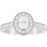 Jenny Packham Oval Cut 0.85 Carat Total Weight Halo Diamond Ring In 18 Carat White Gold
