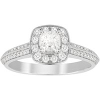 Jenny Packham Cushion Cut 0.95 Carat Total Weight Halo Diamond Ring In 18 Carat White Gold