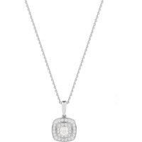 Jenny Packham 18ct White & Rose Gold 0.35ct Cushion Cut Double Halo Diamond Necklace