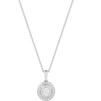 Jenny Packham 18ct White & Rose Gold 0.35ct Oval Cut Double Halo Diamond Necklaces