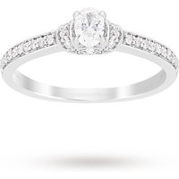 Jenny Packham Oval Cut 0.45 Carat Total Weight Diamond Art Deco Style Ring In Platinum