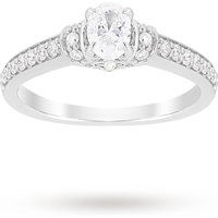 Jenny Packham Oval Cut 0.85 Carat Total Weight Diamond Art Deco Style Ring In Platinum