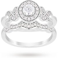 Jenny Packham Brilliant Cut 0.54 Carat Total Weight Diamond Bridal Set Ring In Platinum