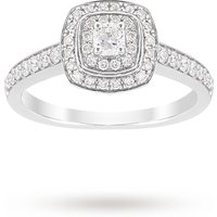 Jenny Packham Cushion Cut 0.70 Carat Total Weight Double Halo Diamond Ring In Platinum
