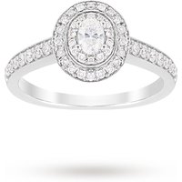 Jenny Packham Oval Cut 0.70 Carat Total Weight Double Halo Diamond Ring In Platinum
