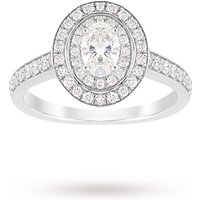 Jenny Packham Oval Cut 1.21 Carat Total Weight Double Halo Diamond Ring In Platinum