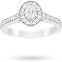 Jenny Packham Oval Cut 0.35 Carat Total Weight Halo Diamond Ring In Platinum