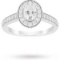 Jenny Packham Oval Cut 0.85 Carat Total Weight Halo Diamond Ring In Platinum