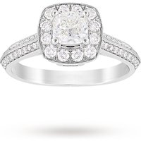 Jenny Packham Cushion Cut 0.95 Carat Total Weight Halo Diamond Ring In Platinum