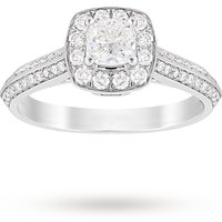 Jenny Packham Cushion Cut 0.70 Carat Total Weight Halo Diamond Ring In Platinum