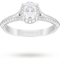 Jenny Packham Oval Cut 0.85 Carat Total Weight Solitaire Diamond Ring In Platinum