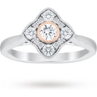 Jenny Packham 18 Carat White Gold 0.50 Carat Diamond Cluster Ring With Rose Gold Milgrain