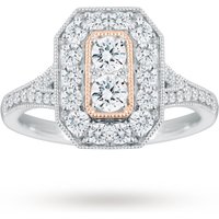 Jenny Packham 18 Carat White Gold 0.90 Carat Diamond Ring With Rose Gold Milgrain