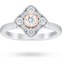 Jenny Packham Platinum 0.50 Carat Diamond Cluster Ring With Rose Gold Milgrain