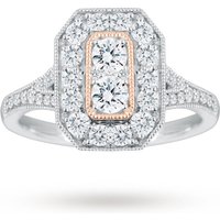 Jenny Packham Platinum 0.90 Carat Diamond Ring With Rose Gold Milgrain