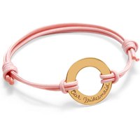Merci Maman Yellow Gold Plated Our Bridesmaid Ring Bracelet On Pale Pink Cord