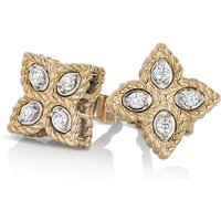 Roberto Coin Princess Flower 18ct Yellow And White Gold 0.096ct Diamond Stud Earrings