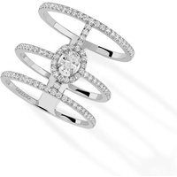 Messika Glam'Azone Three Row Diamond Ring In 18ct White Gold