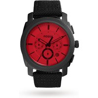 Fossil Men's Chronograph Machine Black Nylon And Leather Strap Watch 45mm FS5235 - Exclusive