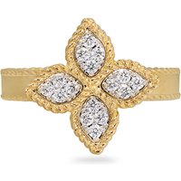Roberto Coin Princess Flower 18ct Gold 0.18ct Rings - Rings Size M