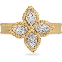 Roberto Coin Princess Flower 18ct Gold 0.18ct Rings - Rings Size N