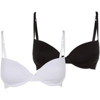 Teens 2 Pack Black And White Soft Wired Bras New Look
