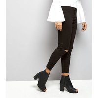 Petite Black High Waisted Ripped Knee Skinny Jeans New Look