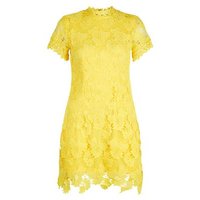 AX Paris Yellow Lace Funnel Neck Dress New Look
