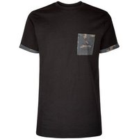 Black Camo Print Pocket And Sleeve T-Shirt New Look