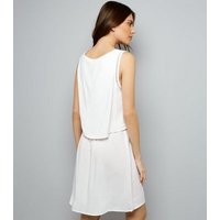 JDY White Cut Out Trim Layered Sleeveless Dress New Look