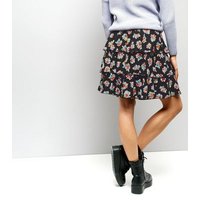 Motel Black Floral Print Layered Skirt New Look