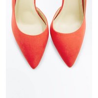 Red Suedette Ankle Strap Pointed Court Shoes New Look