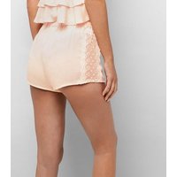 Shell Pink Lace Side Pyjama Shorts New Look